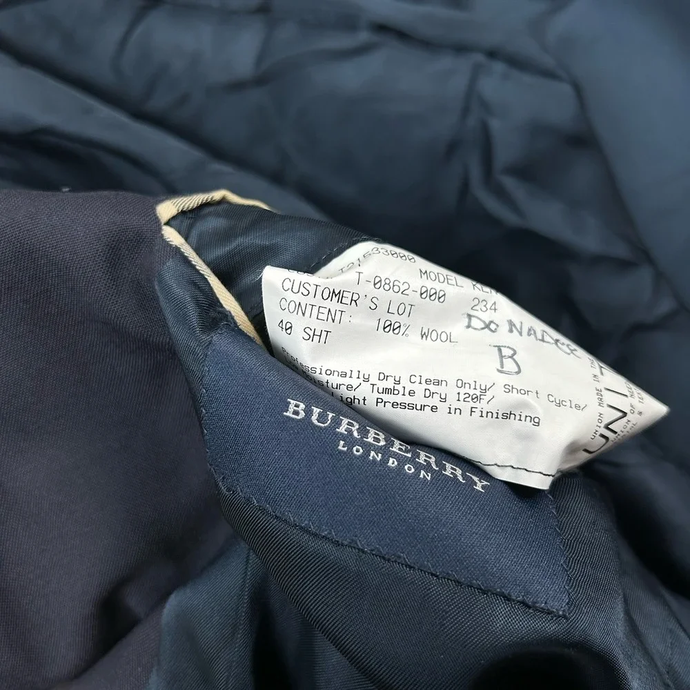 Burberry London Kensington Men 40 Short Navy Blue Wool Solid Blazer‎ Coat